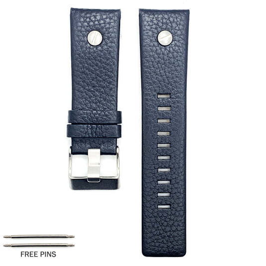 Genuine Leather Watch Band fit Diesel Watches With Screw, Black and Brown Watch Strap Replacement 22 MM to 28 MM