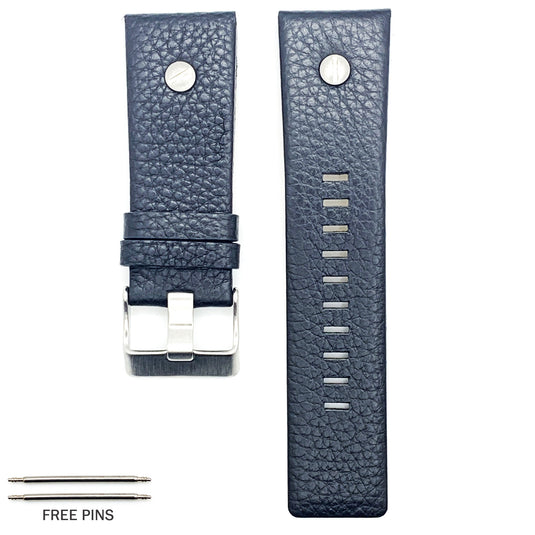 Genuine Leather Watch Band fit Diesel Watches With Screw, Black and Brown Watch Strap Replacement 22 MM to 28 MM