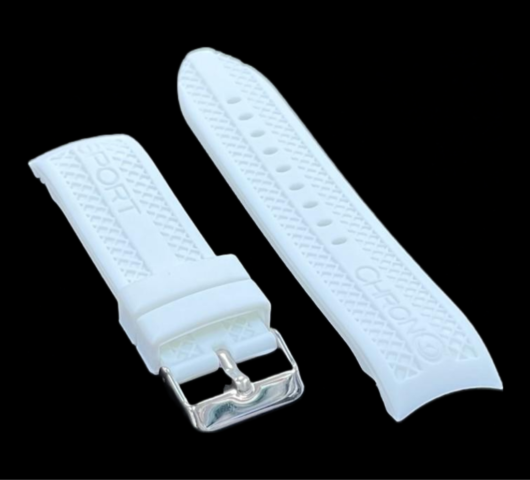 CURVED END RUGGED TEXTURED SOFT RUBBER SILICONE SPORT WATCH BAND 22MM