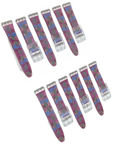 Load image into Gallery viewer, Plastic PVC Watch Band Strap Art Design Swatch Replacement Including Pins 17mm
