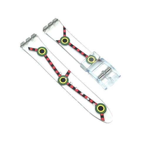 Load image into Gallery viewer, Plastic PVC Watch Band Transparent Art Design Swatch Replacement with Pins 17mm
