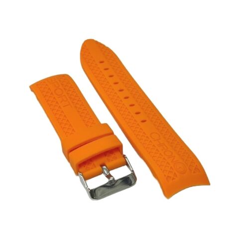 CURVED END RUGGED TEXTURED SOFT RUBBER SILICONE SPORT WATCH BAND 22MM