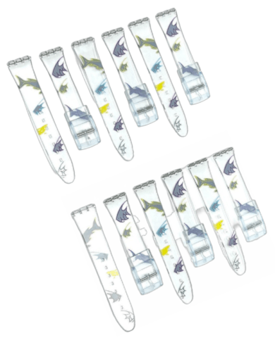 Plastic PVC Watch Band Transparent Art Design Swatch Replacement with Pins 17mm - Universal Jewelers & Watch Tools Inc.