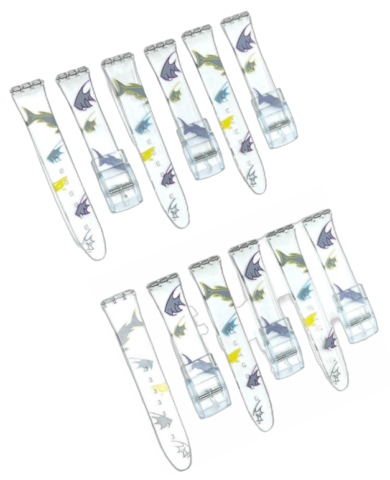 Load image into Gallery viewer, Plastic PVC Watch Band Transparent Art Design Swatch Replacement with Pins 17mm
