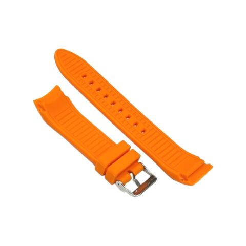 CURVED END DIAMOND TEXTURED SOFT RUBBER SILICONE SPORT WATCH BAND 22MM