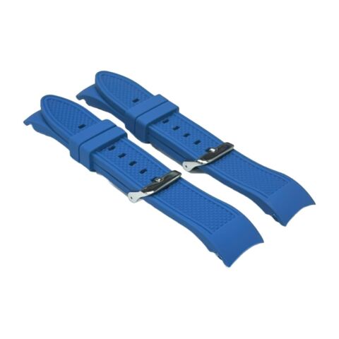 CURVED END DIAMOND TEXTURED SOFT RUBBER SILICONE SPORT WATCH BAND 22MM