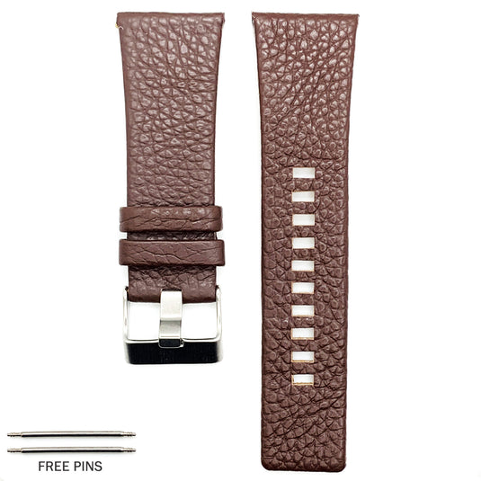 Genuine Leather Watch Band fit Diesel Watches With Screw, Black and Brown Watch Strap Replacement 22 MM to 28 MM