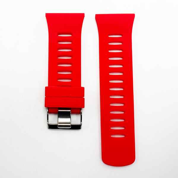 30 MM Silicone Wide Prong Watch Band Red Color Quick Release Regular Size Big Watch Strap