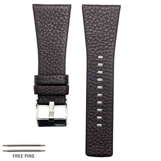 Genuine Leather Watch Band Fits Diesel Watches Black and Brown Watch Band 22 MM to 34 MM