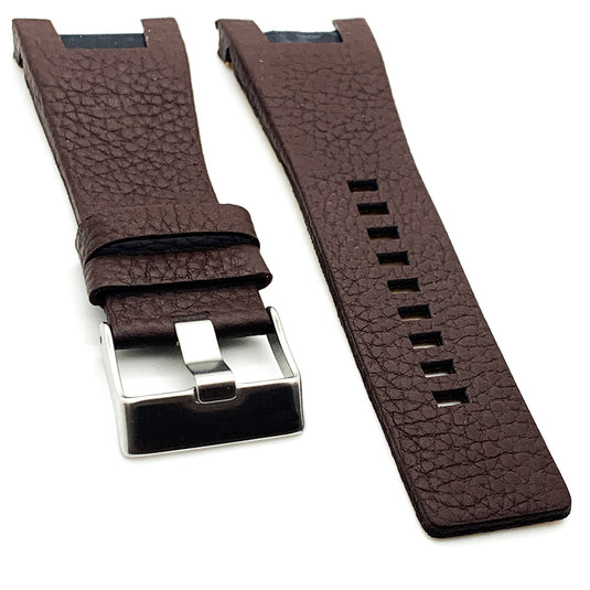 32 MM Genuine Leather Black and Dark Brown Watch Band Fits Diesel DZ1273 Watches