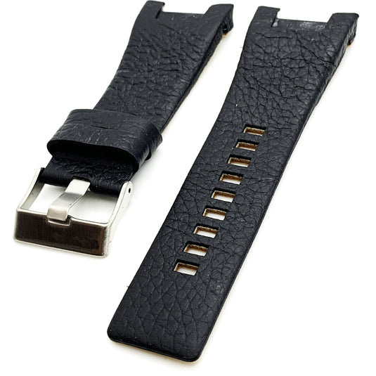 32 MM Genuine Leather Black and Dark Brown Watch Band Fits Diesel DZ1273 Watches