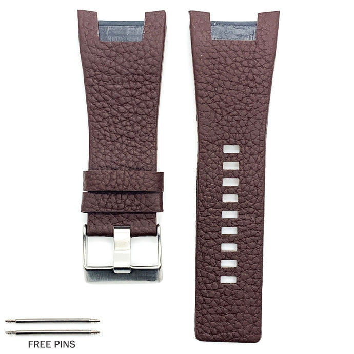 32 MM Genuine Leather Black and Dark Brown Watch Band Fits Diesel DZ1273 Watches