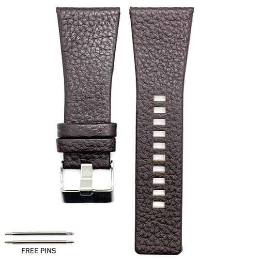 Genuine Leather Watch Band Fits Diesel Watches Black and Brown Watch Band 22 MM to 34 MM