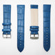 Genuine Italian Leather Alligator Style, Blue Color Flat Watch Band, 16MM and 18MM, Regular Size, Stainless Steel Silver Buckle - Universal Jewelers & Watch Tools Inc.