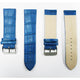 Genuine Italian Leather Alligator Style, Blue Color Flat Watch Band, 22MM and 24MM, Regular Size, Stainless Steel Silver Buckle - Universal Jewelers & Watch Tools Inc.