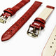 Genuine Italian Leather Alligator Style, Red Color Flat Watch Band, 16MM, 18MM and 20MM, Regular and XL Size, Stainless Steel Golden Buckle - Universal Jewelers & Watch Tools Inc. 