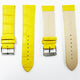 Genuine Italian Leather Alligator Style, Yellow Color Flat Watch Band, 22MM and 24MM, Regular Size, Stainless Steel Silver Buckle - Universal Jewelers & Watch Tools Inc.