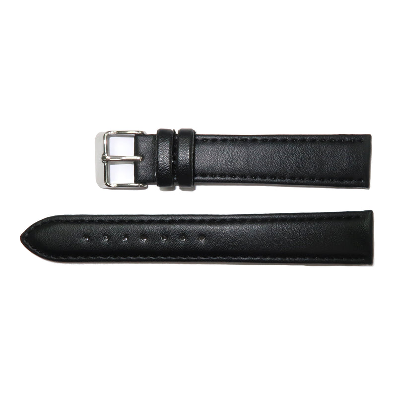 Load image into Gallery viewer, Genuine Leather Watch Band 12-30mm Padded Classic Plain Grain Stitched Black Brown - Universal Jewelers &amp; Watch Tools Inc. 
