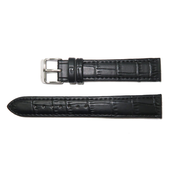 Faux Leather Watch Band 12-30mm Padded Alligator Grain Stitched Black Brown - Universal Jewelers & Watch Tools Inc. 