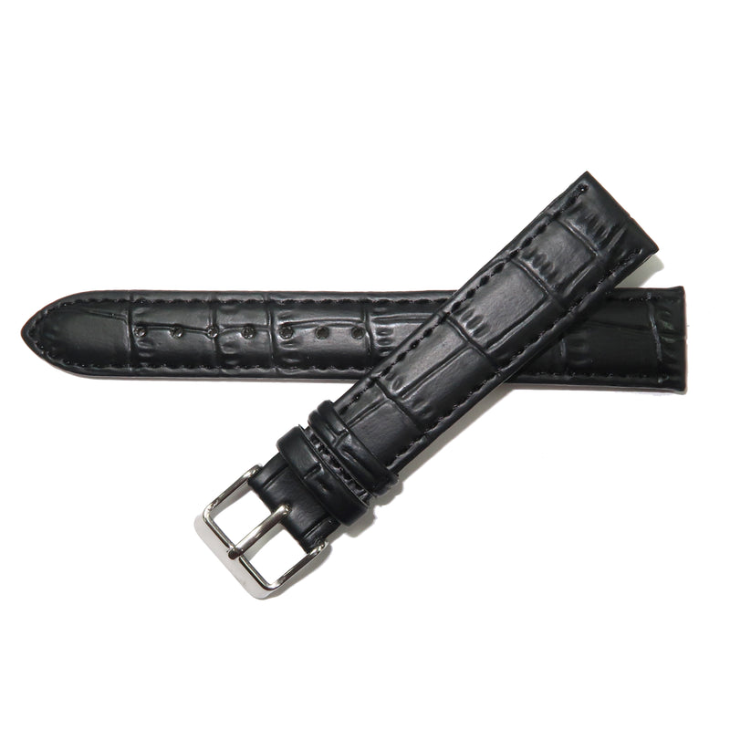 Load image into Gallery viewer, Faux Leather Watch Band 12-30mm Padded Alligator Grain Stitched Black Brown - Universal Jewelers &amp; Watch Tools Inc. 
