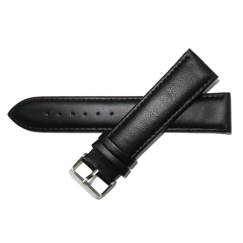 Load image into Gallery viewer, Genuine Leather Watch Band 8-28mm Padded Classic Plain Grain Stitched Black Brown - Universal Jewelers &amp; Watch Tools Inc. 
