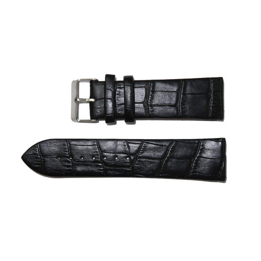 Genuine Leather Watch Band 12-24mm Flat Alligator Grain Black Brown Blue Red Yellow - Universal Jewelers & Watch Tools Inc. 