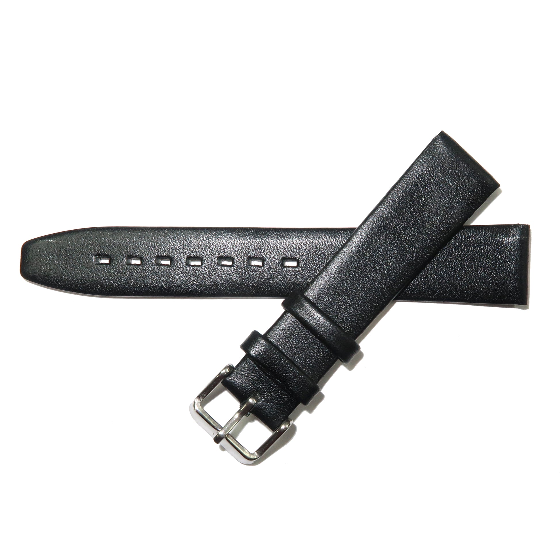 Genuine Leather Watch Band 8-24mm Flat Classic Plain Grain Black Brown Light Brown Tan Light Tan Light Green - Universal Jewelers & Watch Tools Inc. 