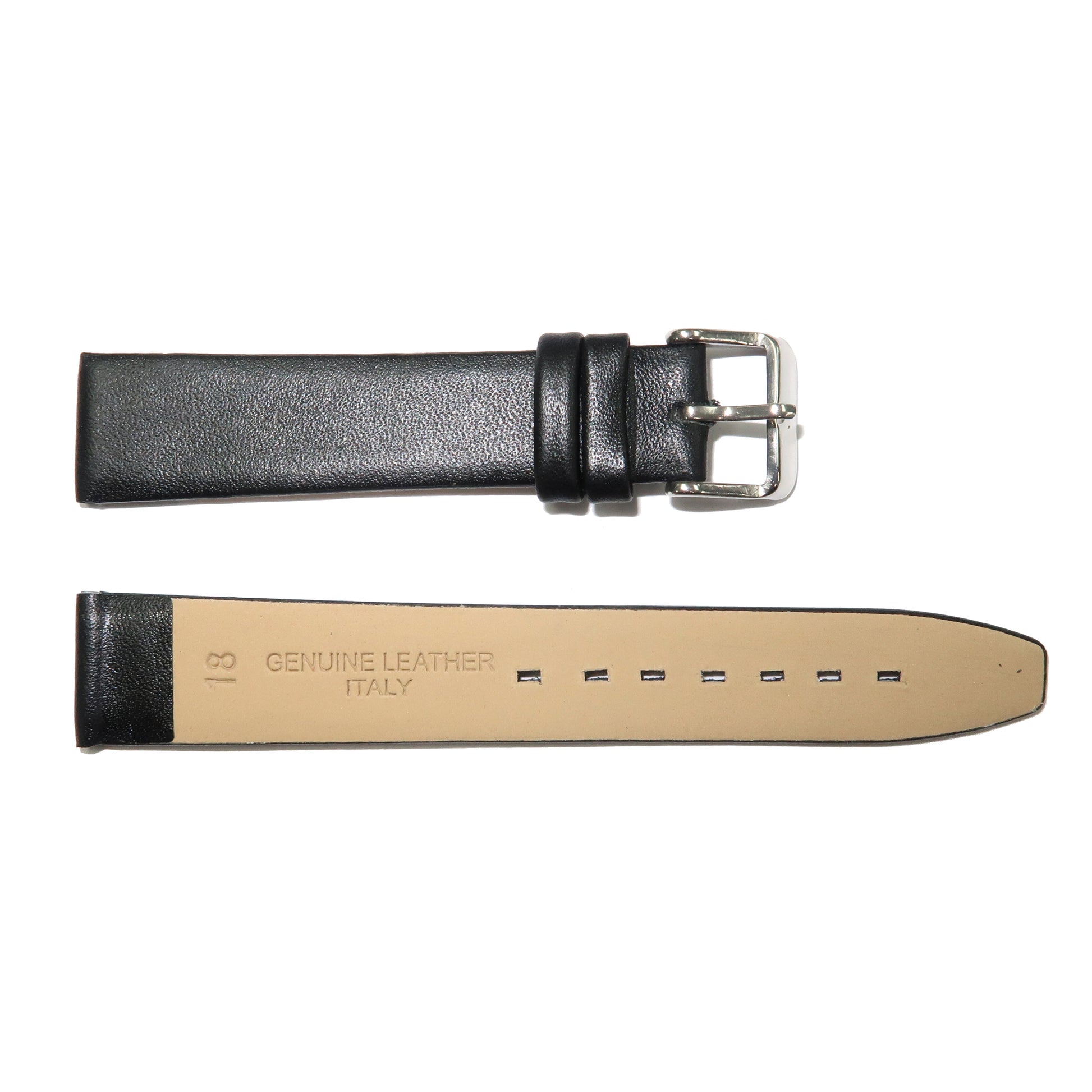Genuine Leather Watch Band 8-24mm Flat Classic Plain Grain Black Brown Light Brown Tan Light Tan Light Green - Universal Jewelers & Watch Tools Inc. 