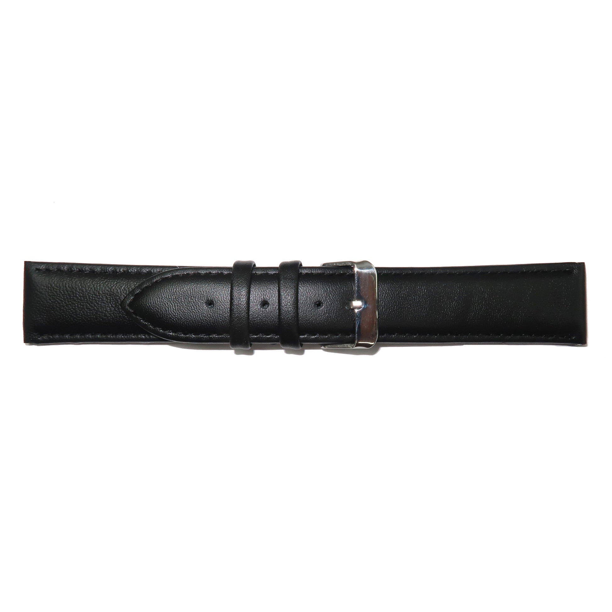 Genuine Leather Watch Band 8-28mm Padded Classic Plain Grain Stitched Black Brown - Universal Jewelers & Watch Tools Inc. 