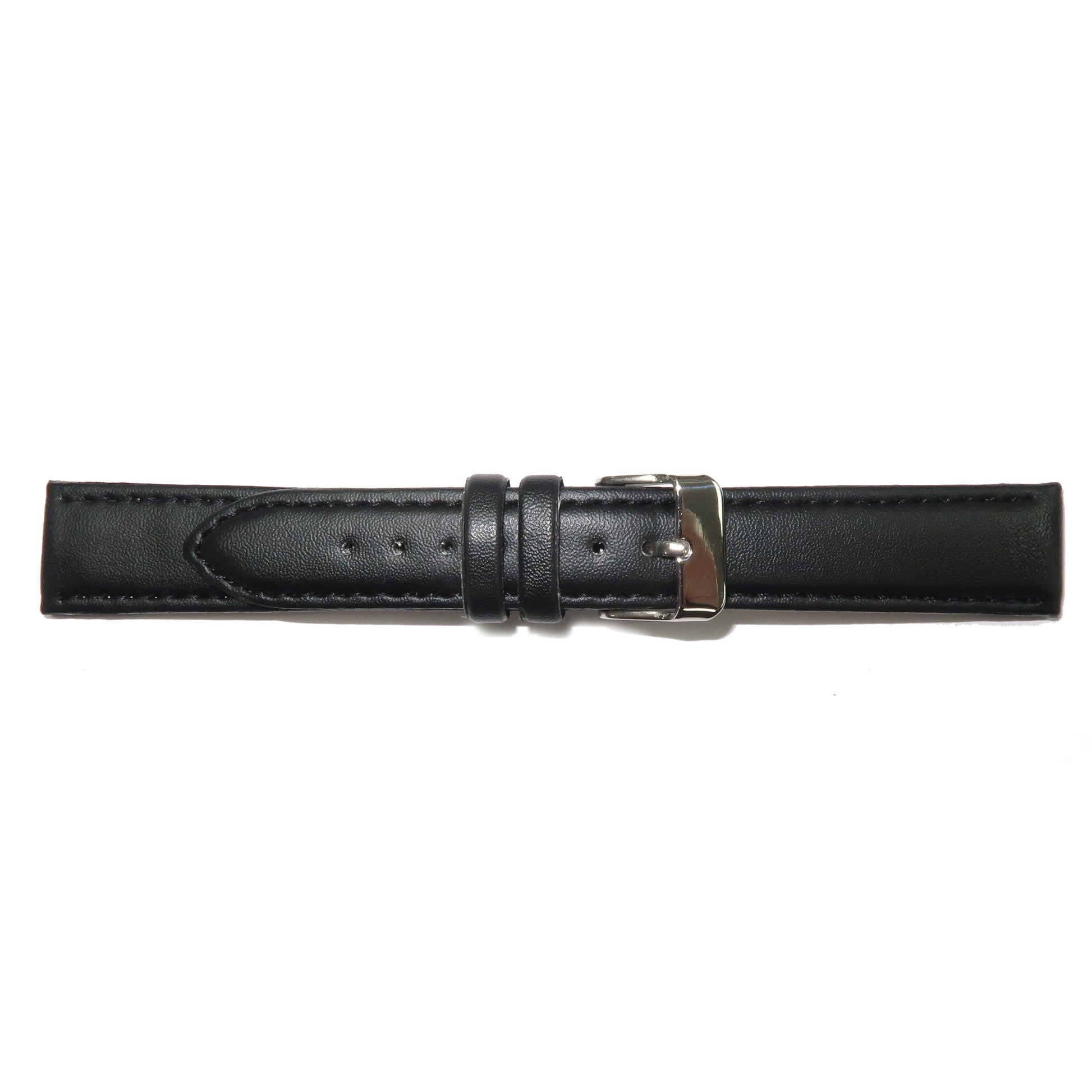 Genuine Leather Watch Band 12-30mm Padded Classic Plain Grain Stitched Black Brown - Universal Jewelers & Watch Tools Inc. 