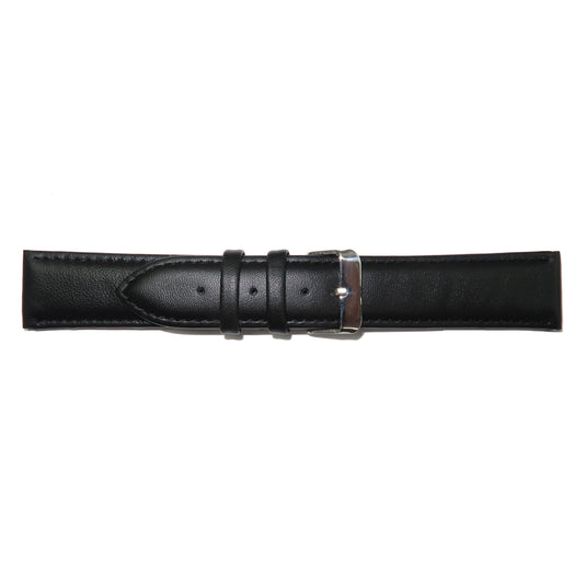 Genuine Leather Watch Band 8-28mm Padded Classic Plain Grain Stitched Black Brown - Universal Jewelers & Watch Tools Inc. 