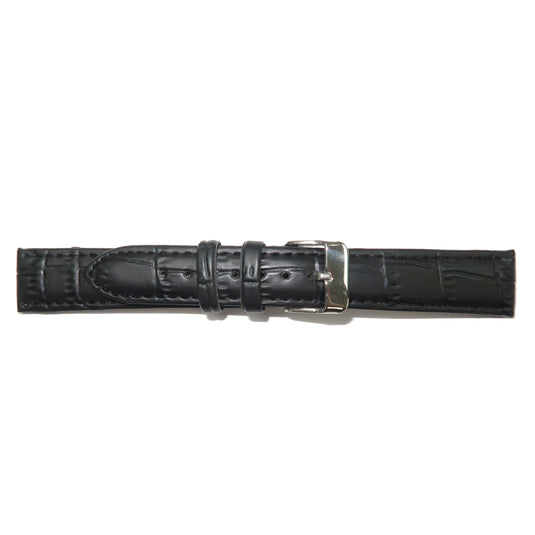 Faux Leather Watch Band 12-30mm Padded Alligator Grain Stitched Black Brown - Universal Jewelers & Watch Tools Inc. 