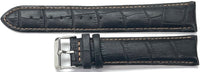 Genuine Leather Watch Band 16-26mm Padded Alligator Grain Stitched Black, Brown and Light Brown