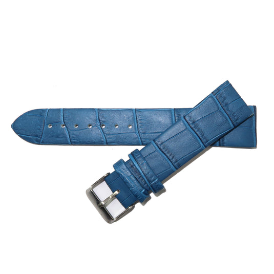 Genuine Leather Watch Band 12-24mm Flat Alligator Grain Black Brown Blue Red Yellow - Universal Jewelers & Watch Tools Inc. 