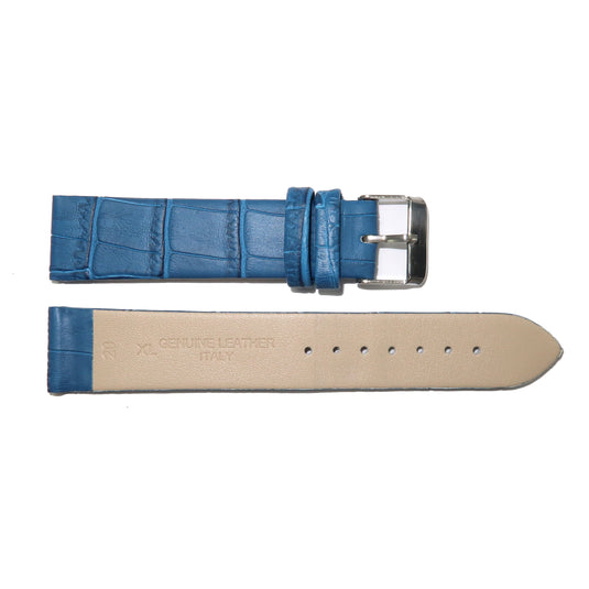 Genuine Leather Watch Band 12-24mm Flat Alligator Grain Black Brown Blue Red Yellow - Universal Jewelers & Watch Tools Inc. 