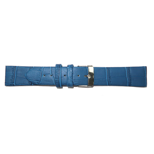 Genuine Leather Watch Band 12-24mm Flat Alligator Grain Black Brown Blue Red Yellow - Universal Jewelers & Watch Tools Inc. 