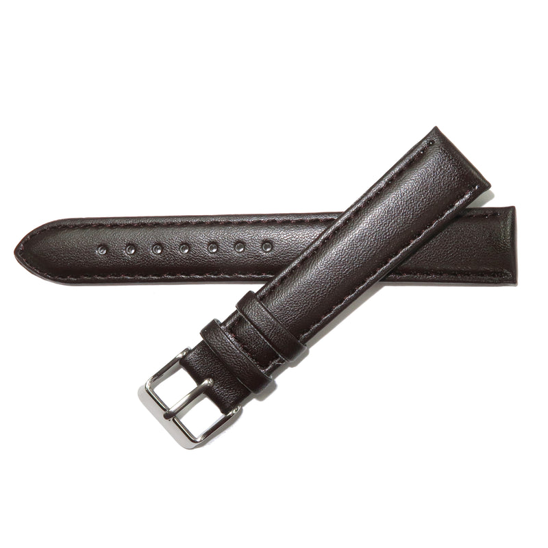 Load image into Gallery viewer, Genuine Leather Watch Band 12-30mm Padded Classic Plain Grain Stitched Black Brown - Universal Jewelers &amp; Watch Tools Inc. 
