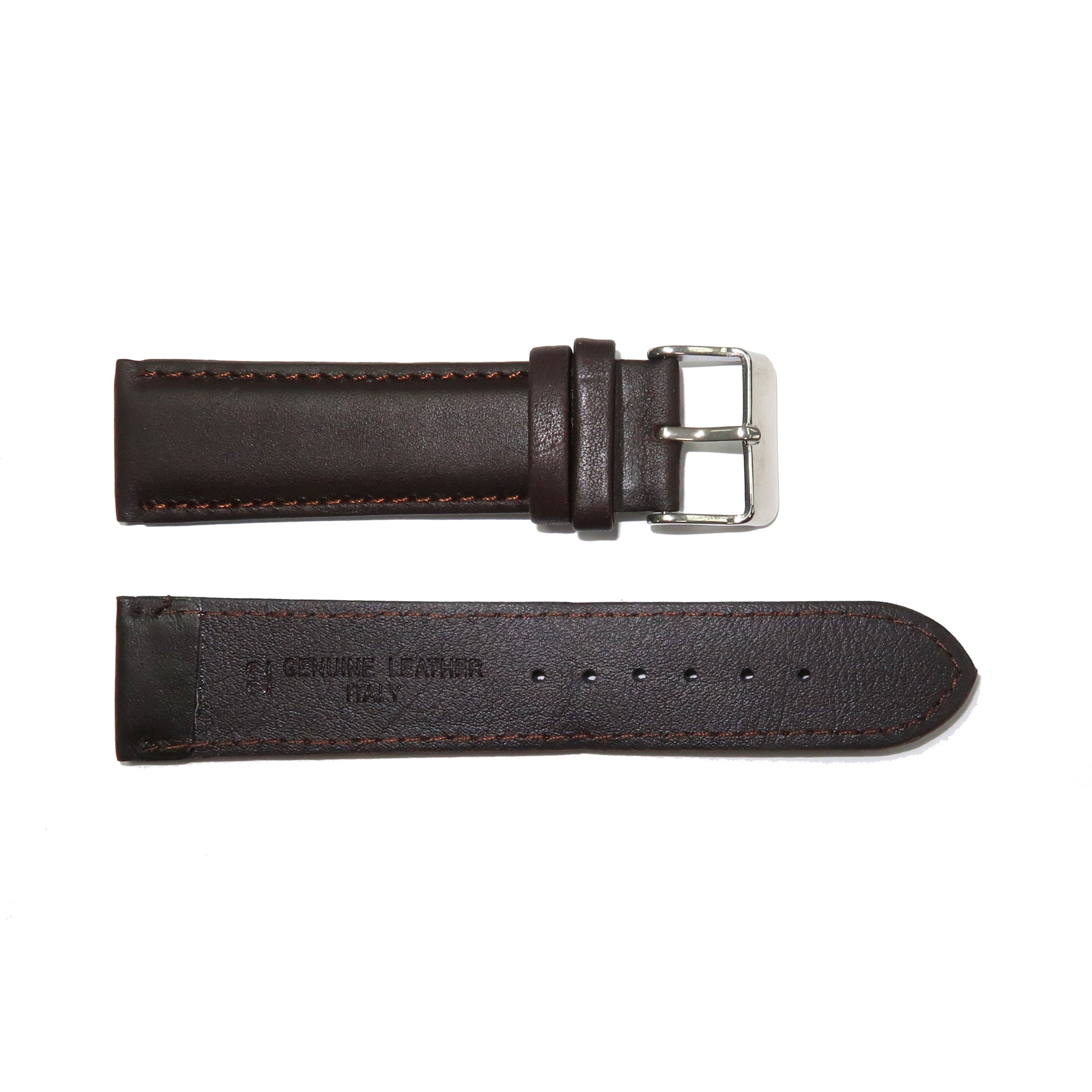 Genuine Leather Watch Band 8-28mm Padded Classic Plain Grain Stitched Black Brown - Universal Jewelers & Watch Tools Inc. 