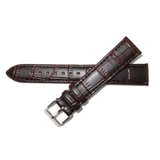 Faux Leather Watch Band 12-30mm Padded Alligator Grain Stitched Black Brown - Universal Jewelers & Watch Tools Inc. 