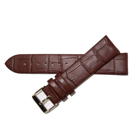 Genuine Leather Watch Band 12-24mm Flat Alligator Grain Black Brown Blue Red Yellow - Universal Jewelers & Watch Tools Inc. 