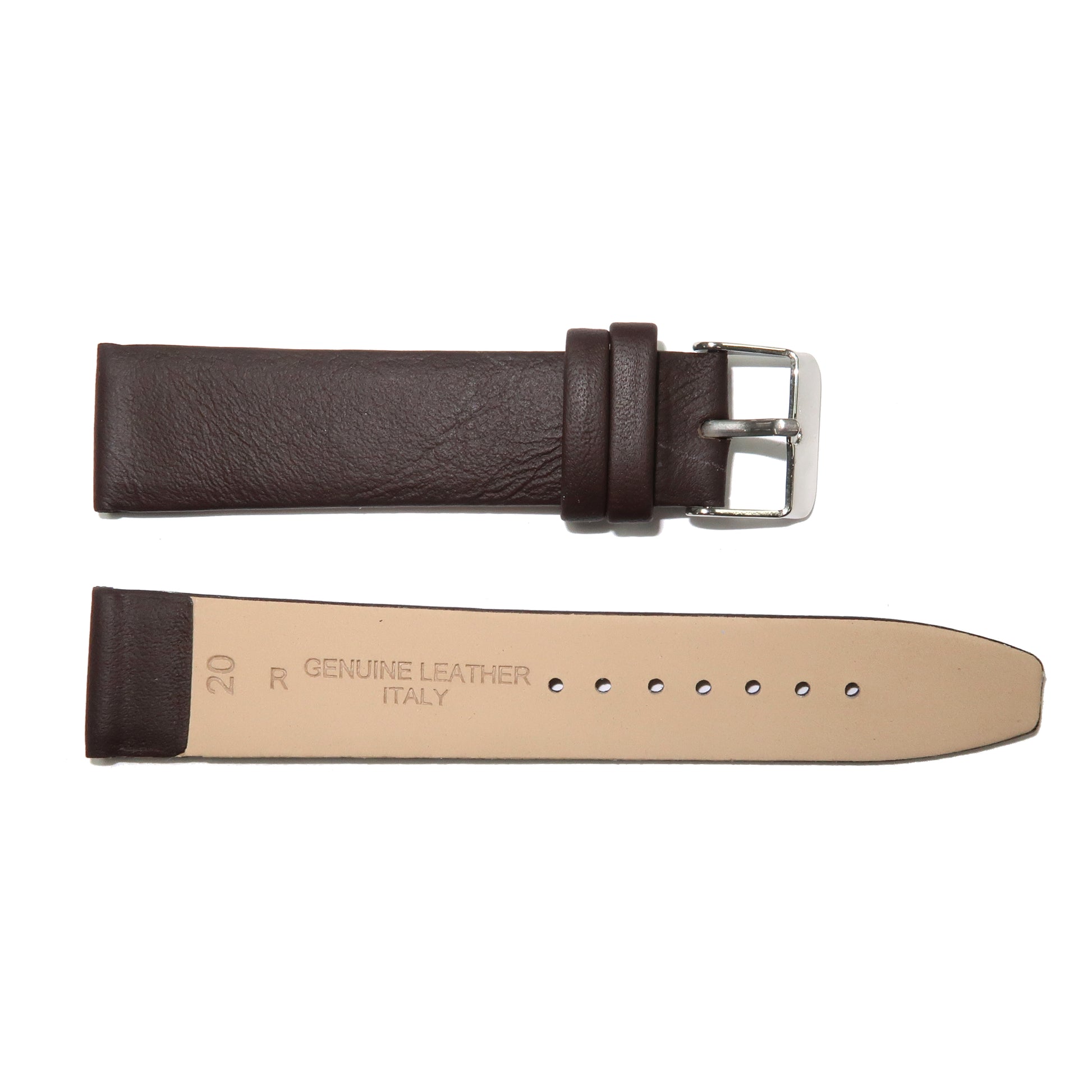 Genuine Leather Watch Band 8-24mm Flat Classic Plain Grain Black Brown Light Brown Tan Light Tan Light Green - Universal Jewelers & Watch Tools Inc. 