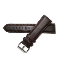 Genuine Leather Watch Band 12-28mm Padded Classic Plain Grain Stitched Black Brown - Universal Jewelers & Watch Tools Inc. 