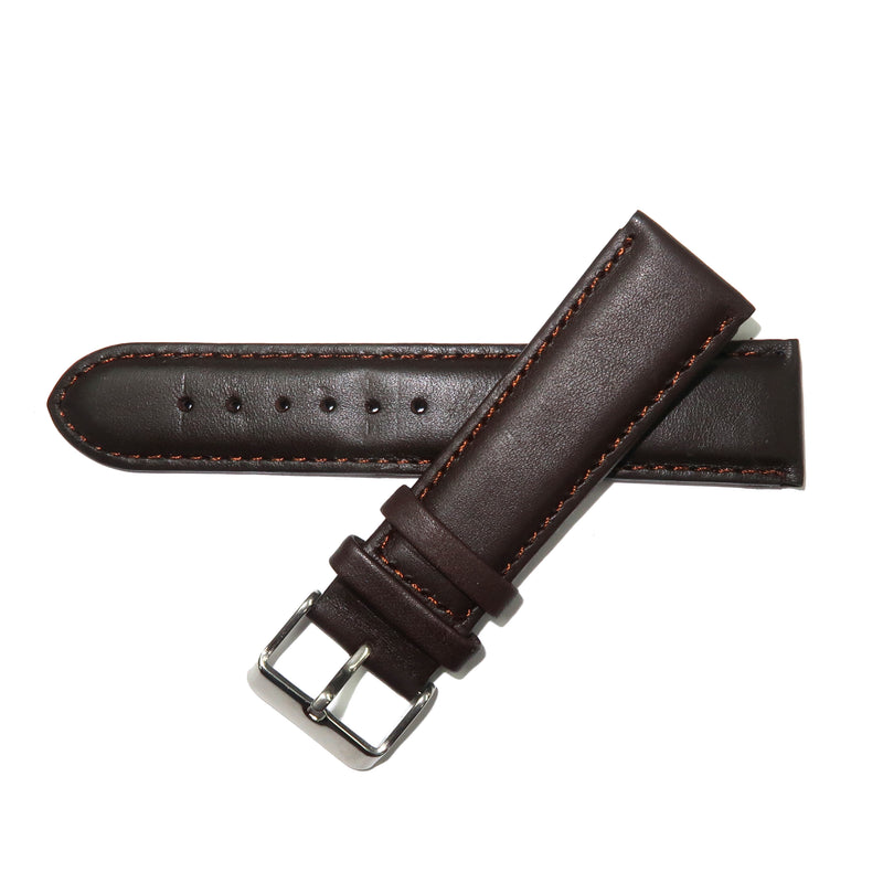 Load image into Gallery viewer, Genuine Leather Watch Band 12-28mm Padded Classic Plain Grain Stitched Black Brown - Universal Jewelers &amp; Watch Tools Inc. 
