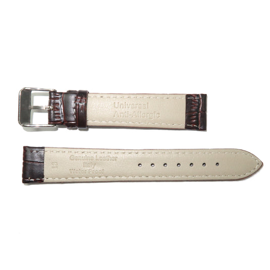 Faux Leather Watch Band 12-30mm Padded Alligator Grain Stitched Black Brown - Universal Jewelers & Watch Tools Inc. 