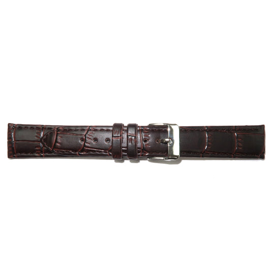 Faux Leather Watch Band 12-30mm Padded Alligator Grain Stitched Black Brown - Universal Jewelers & Watch Tools Inc. 