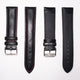 Genuine Leather Watch Band, Black Padded, Plain, Red Stitches, 19MM and 20MM , Regular Size, Stainless Steel Silver Buckle - Universal Jewelers & Watch Tools Inc. 