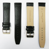 Genuine Leather Watch Band, Plain Black, Non Stitches, 20MM , Regular and XL Size, Stainless Steel Golden Buckle - Universal Jewelers & Watch Tools Inc. 
