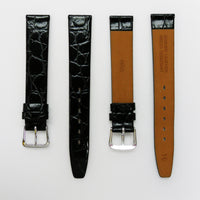 Crocodile Watch Grain Strap For Men 16 MM Band Black Color, Regular Size, Watch Band Replacement