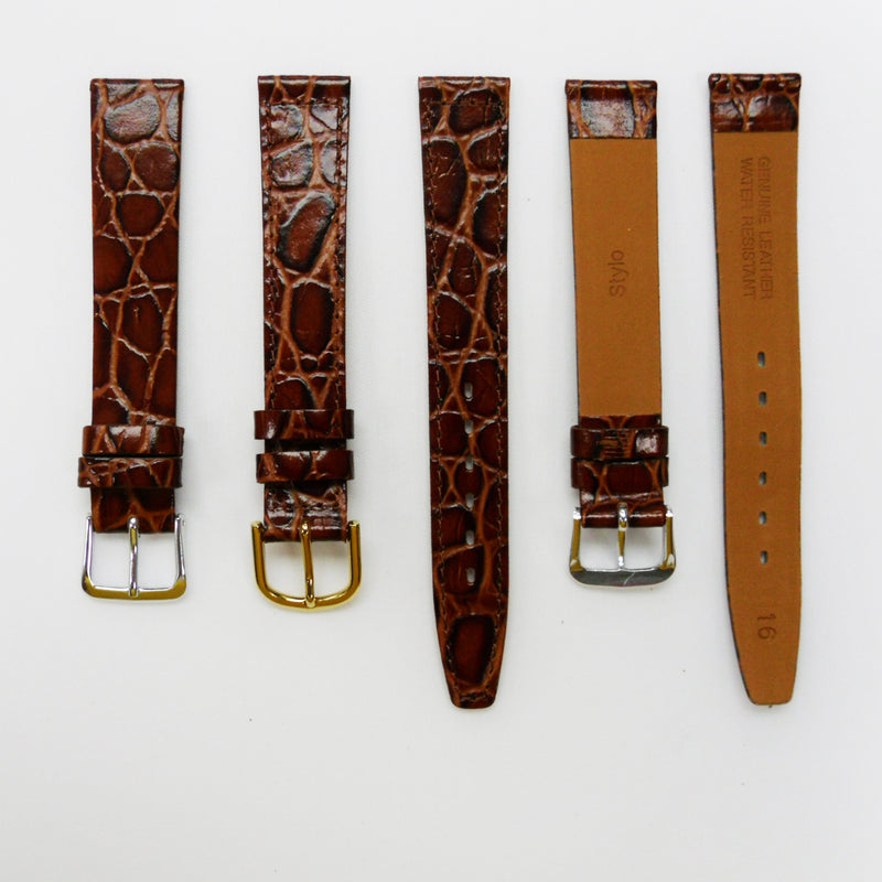 Load image into Gallery viewer, Crocodile Watch Grain Strap For Men 16 MM Band Brown Color, Regular Size, Watch Band Replacement
