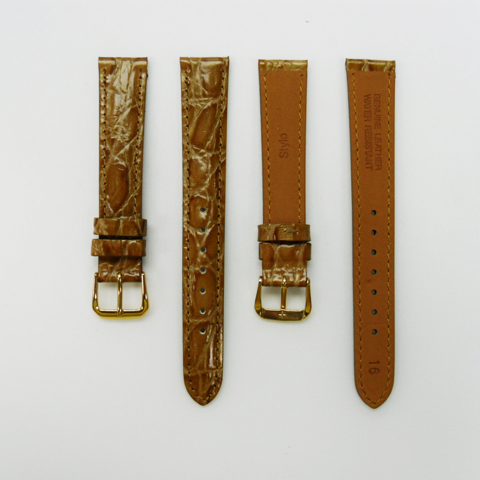 Crocodile Watch Grain Strap For Men 16 MM and 20 MM Band Brown Color, Regular Size, Watch Band Replacement - Universal Jewelers & Watch Tools Inc.